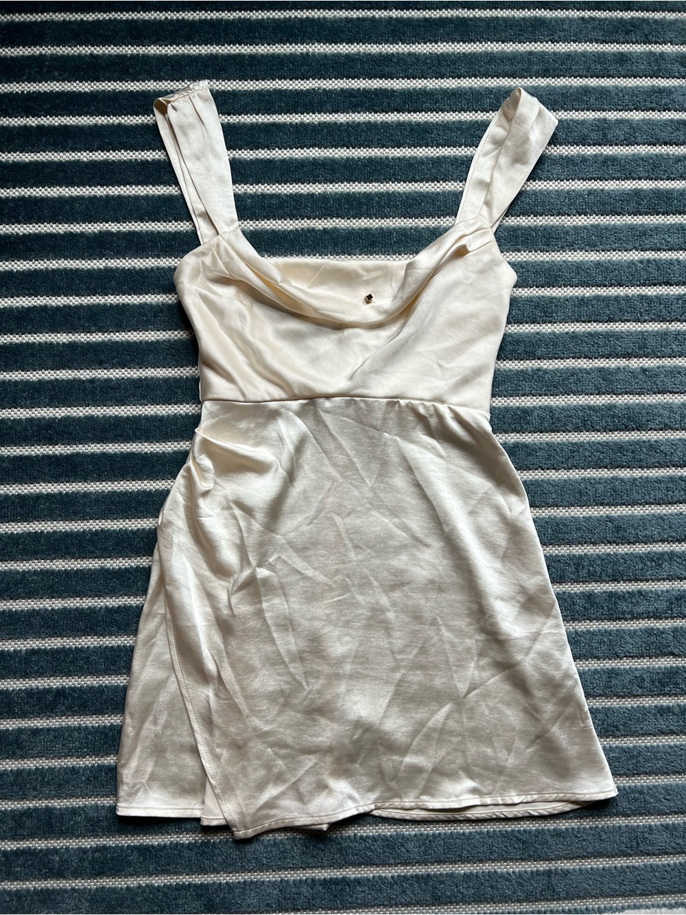 Runaway The Label ivory Havanna Mini Satin Cowl Neckline low back Mini Dress